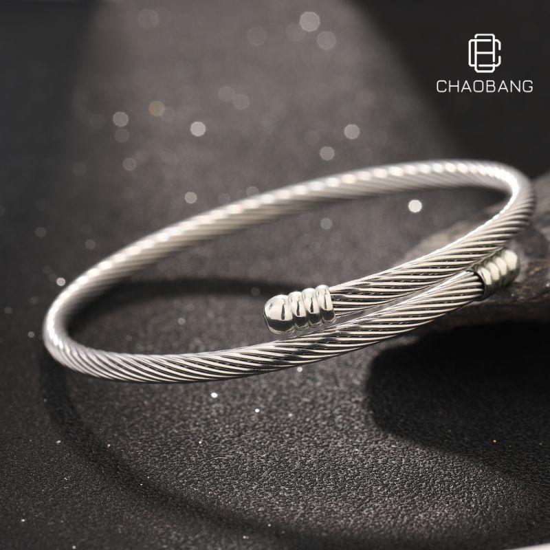 Fashion Adjustable Titanium Steel Couple Bangle Geometric Trend Personality Wrist Bracelet 1pc
