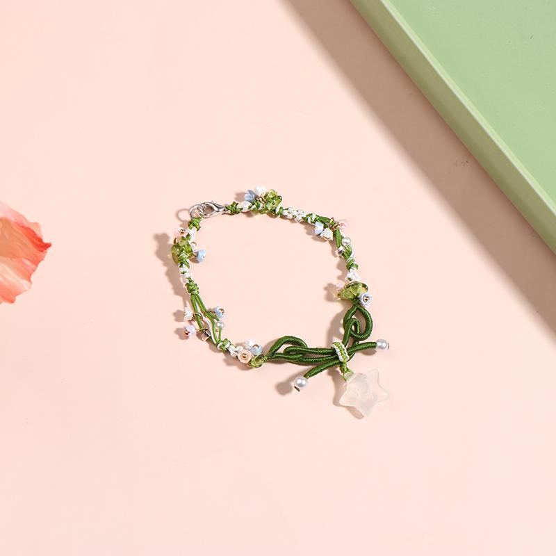 Mini Colorful Flower Necklace Bracelet Charm Beaded Jewelry For Women Spring Gifts
