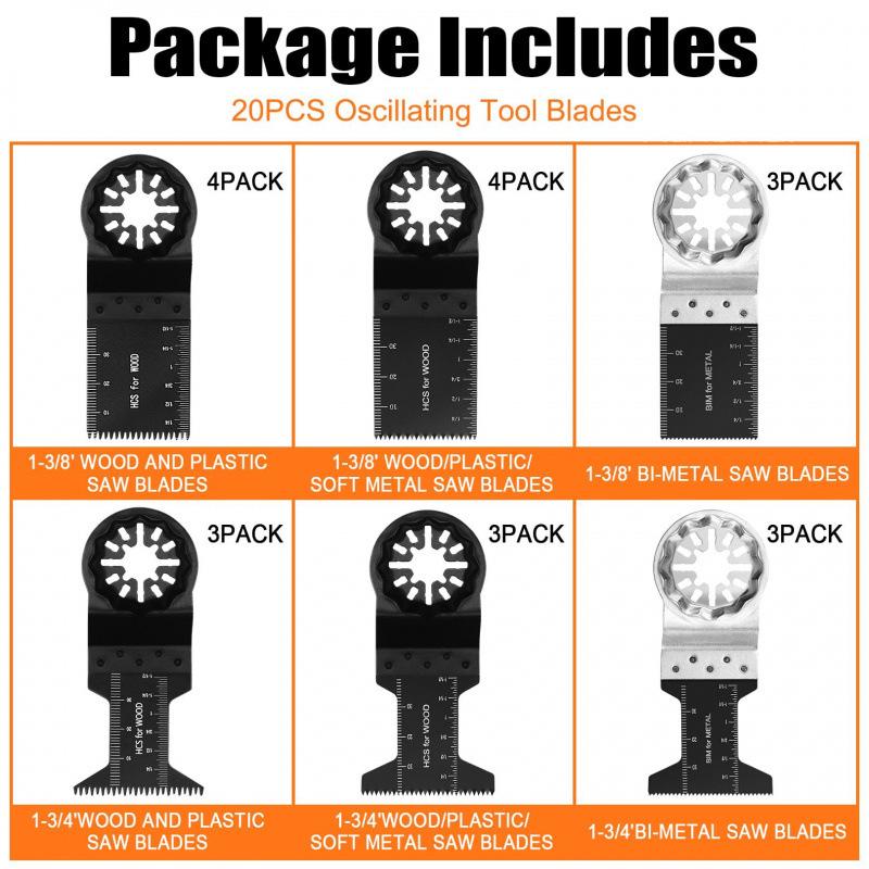 20-Piece Universal Starlock Saw Blade Set for Festool, BOSCH, Makita - 6 Specifications