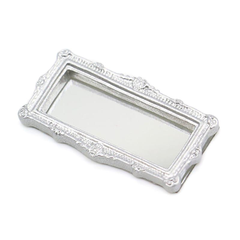 1:12 Dollhouse Miniature Mirror Vintage Square Carved Mirror Furniture Decor Toy
