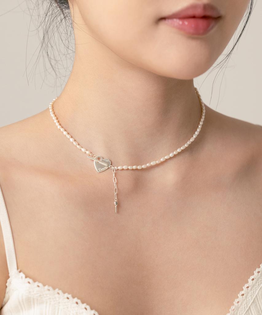 Tatiana Heart Toggle Key Point Pearl Necklace_Nz1102
