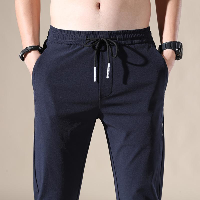 Ice-Silk Trousers for Men Loose-Fit, Breathable Straight-Leg Casual Trousers Lightweight Quick-Dry Long Trousers Stretch Men's Sports Trousers