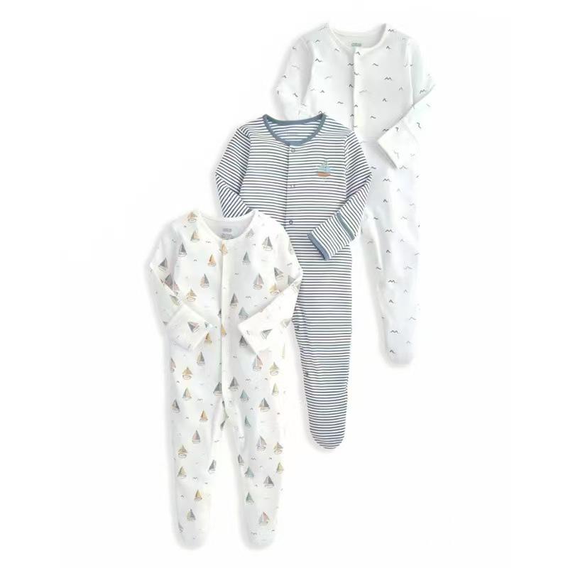 Spring & Autumn Baby Jumpsuit: Foot-Covering, Cotton Romper Pajamas for Newborn Boys & Girls