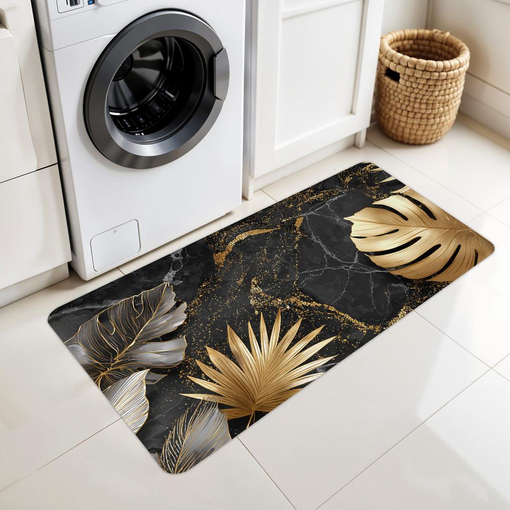 1 Pièce Tapis de Cuisine Anti-Fatigue, Imprimé Feuille de Luxe Imperméable Antidérapant Épais Rembourré Tapis de Cuisine Confort Robuste Tapis de Station Debout pour Cuisine