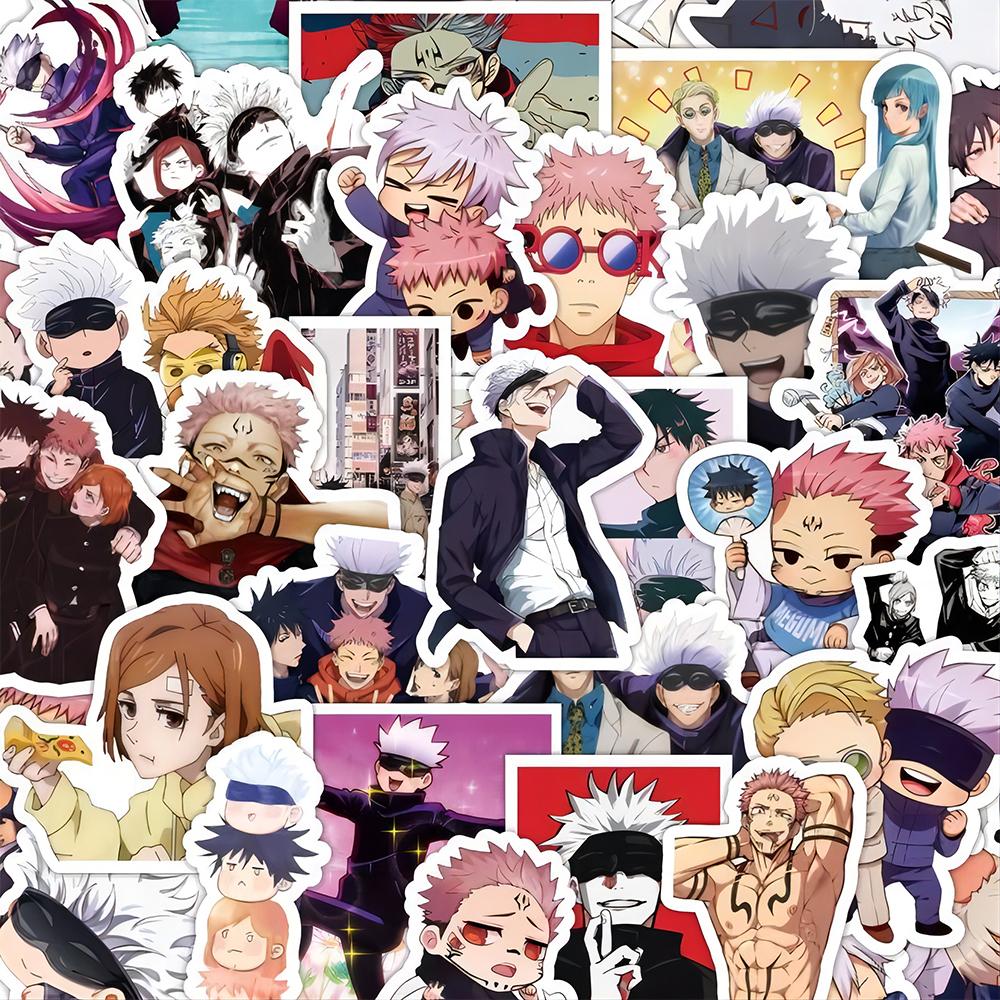 50/80/100pcs Vintage Jujutsu Kaisen Anime Stickers for Kid Toy DIY Laptop Skateboard Car Kawaii Cartoon Decoration Sticker Decal
