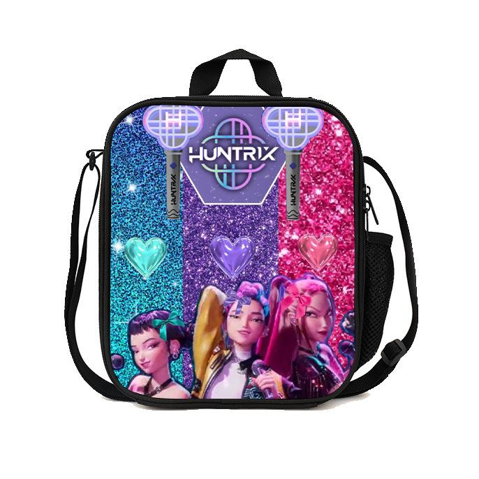 Gedruckte Hexenjäger K-Pop Essensbeutel, Studentin Huntrix Kpop Picknicktasche Kühltasche, Thermoisolierbeutel