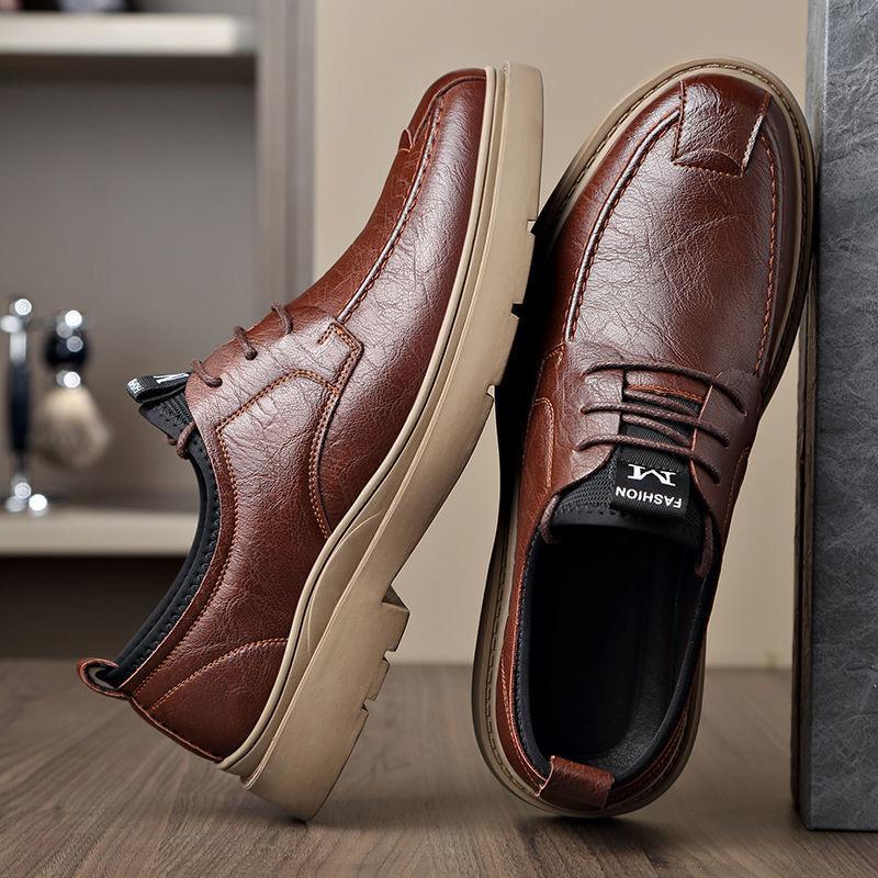 

Foreign trade new men s business casual leather shoes fashion breathable shoes British casual shoes lace-up single leather shoes 44