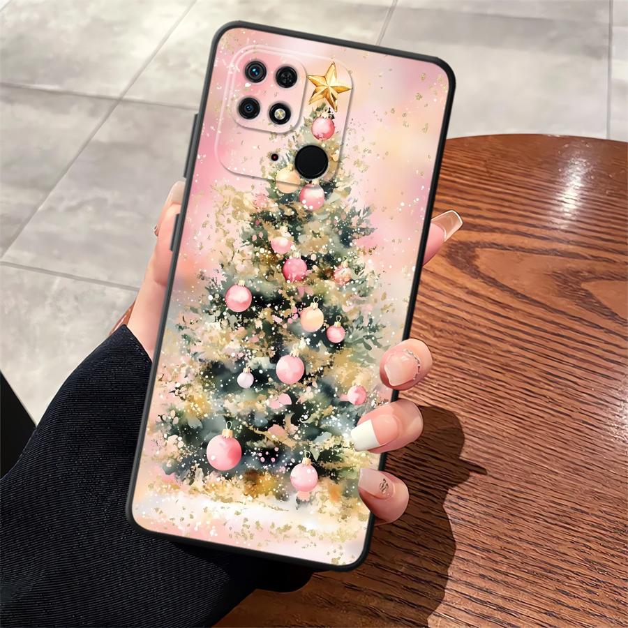 Cartoon Christmas Tree Black Soft Phone Cover Case for Xiaomi Redmi A4 10 13C A3 9 K40 K80 Pro A1 A2 Plus 12C 14C A5
