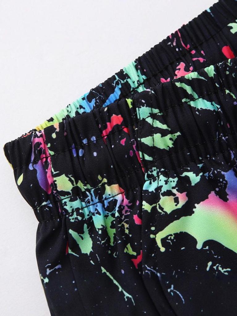 2025 Summer Ice Silk Quick-Dry Graffiti Bermuda Shorts