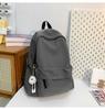 School bag new fashion solid color large capacity school bag Korean version ins versatile simple backpack casual spring outing light backpack