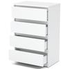 Weiße Kommode mit 4 Schubladen 60 CM TV-Schrank Möbel für Wohnzimmer Schlafzimmer Loft