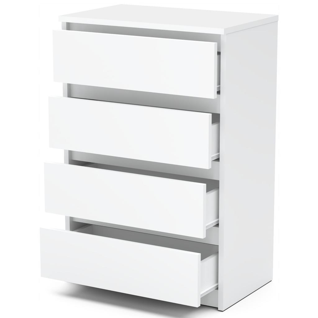 Weiße Kommode mit 4 Schubladen 60 CM TV-Schrank Möbel für Wohnzimmer Schlafzimmer Loft