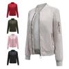 Womens Casual Lightweight Padded Jacket Winter Stand Collar Zip Front Solid Color Streetwear