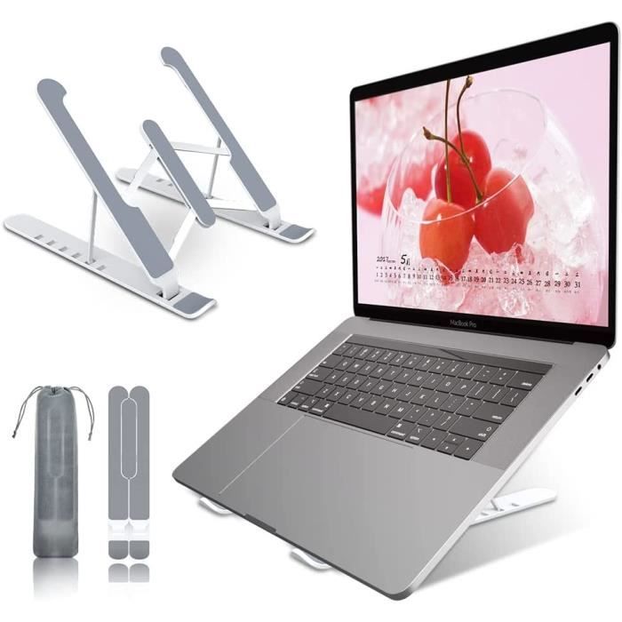 Support Ordinateur Portable - MC020-SGES - Blanc Gris - Réglable - Ergonomique - Hauteur 2,15 à 6 pouces