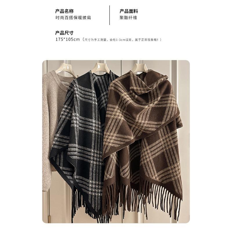 Vintage British Style Fringe Scarf For Women Winter Warm Shawl
