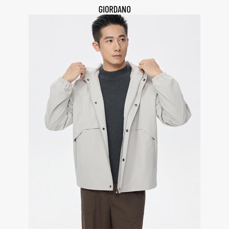 Giordano Men's Water-Repellent Hooded Windbreaker Jacket