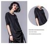 Asymmetrisches Damen-T-Shirt mit Chiffon-Modal-Einsatz, locker geschnitten