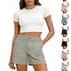 Shorts en Coton et Lin pour Femme, Avec Poches, Fermeture Bouton Doux, Fermeture Éclair, Coupe Ajustée.