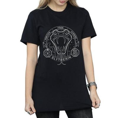 Camiseta feminina/feminina Slytherin Cotton Boyfriend