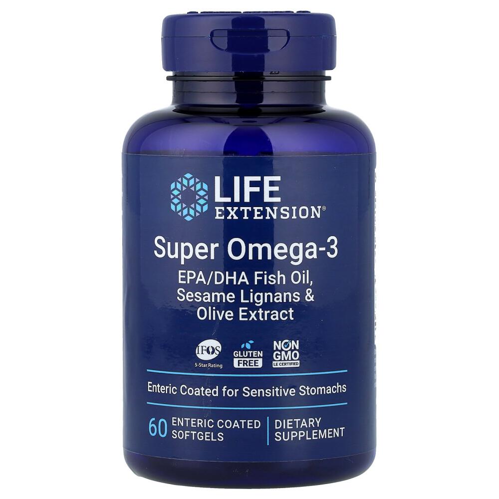 

Life Extension Super Omega-3 EPA+DHA Fish Oil with Sesame & Olive Extracts, 60 Softgels 60 pcs - 1 ea