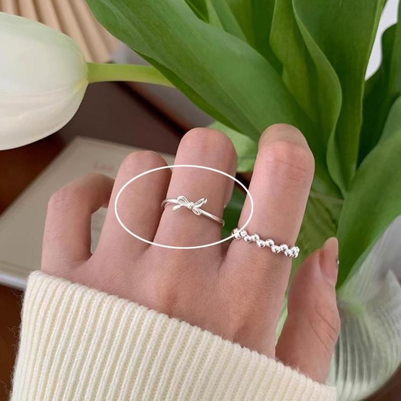 Korean Version Plain Ring Irregular 925 Sterling Silver Versatile Ring Women's Niche Ins Style Design Non-fading Combination Ring