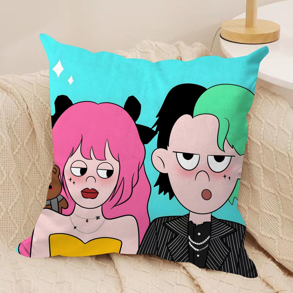 Süßer Cartoon-Paar-Kissenbezug Weicher Plüschstoff Doppelseitig Bedruckter Sofakissenbezug für Alle Jahreszeiten Heimdeko Geschenk