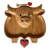 Highland Koe Charcuterieplank Rustieke Serveerplank met Compartimenten Houten Schaal voor Kaas Fruit Snacks Feest