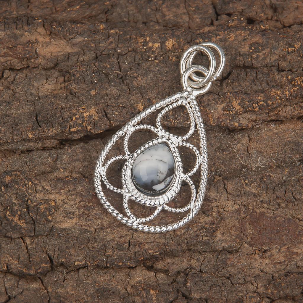 Dendrite Opal 925 Solid Sterling Silver Pendant, Handmade Gemstone Jewelry Pendant Gift For Birthday