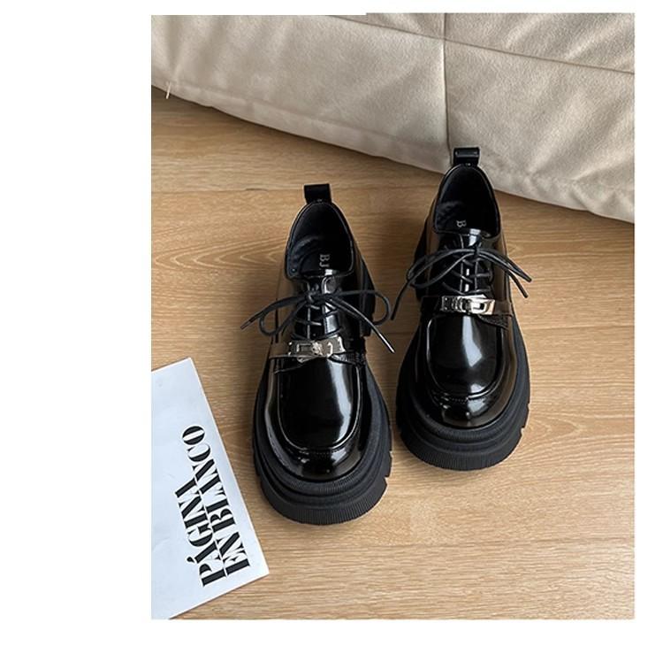 

British style small leather shoes women s shoes 2025 summer new black platform single shoes heightening leather loafers 40