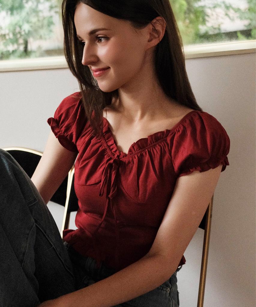 KOOLKITTEN Arden Frill Puff Sleeve Blouse
