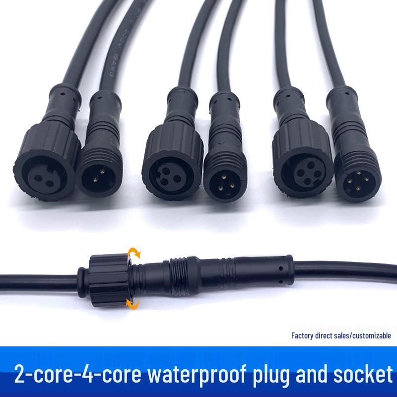 

M8 Outdoor Waterproof Dustproof Connector: 2/3/4 Pin Plug for Solar LED String Lights. 2P Male * 24 gauge 20cm