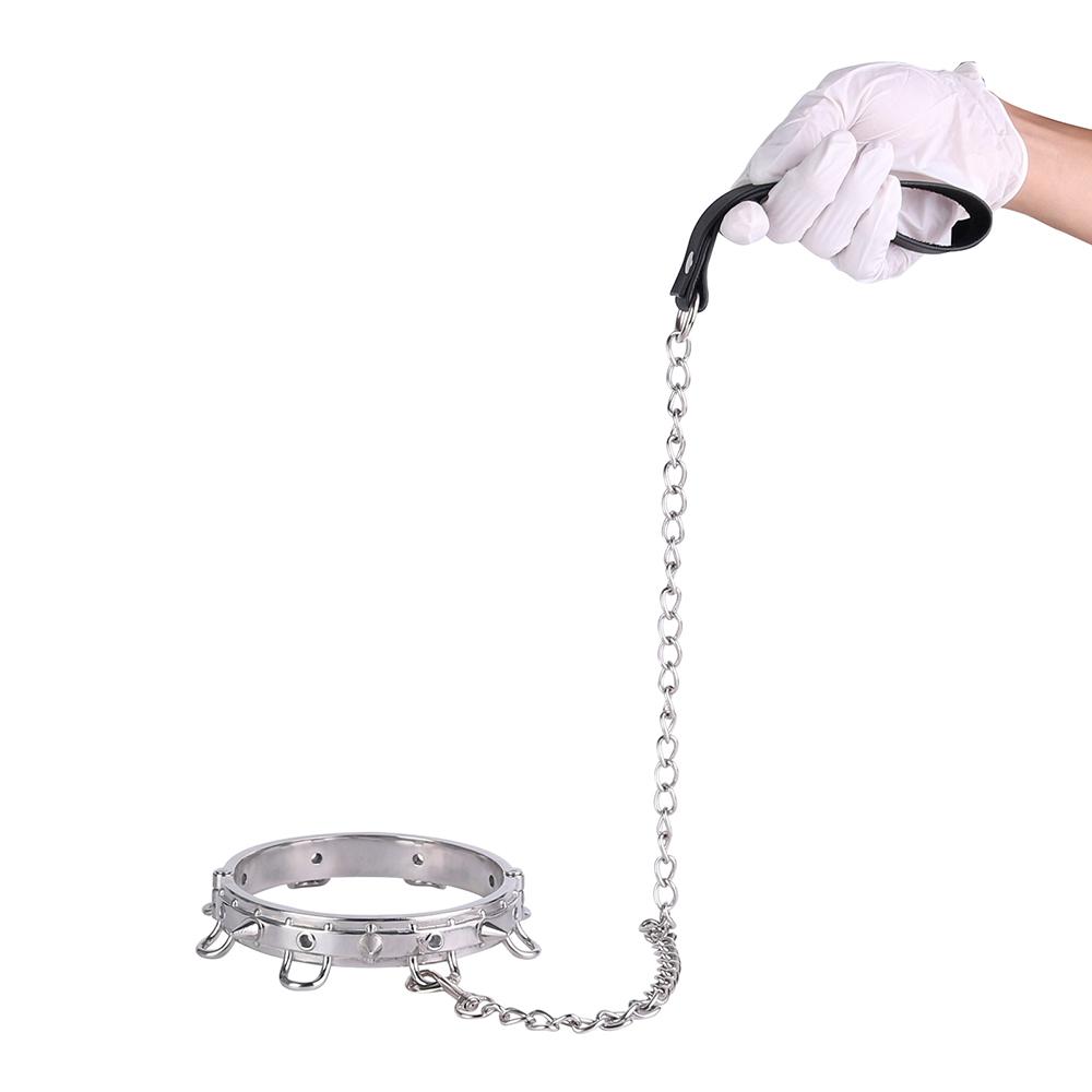 FISTSX High Quality 304 Stainless Steel Collar with Metal Chain Leash BDSM Bondage Kit Metal Collar Restraint Sex Toys