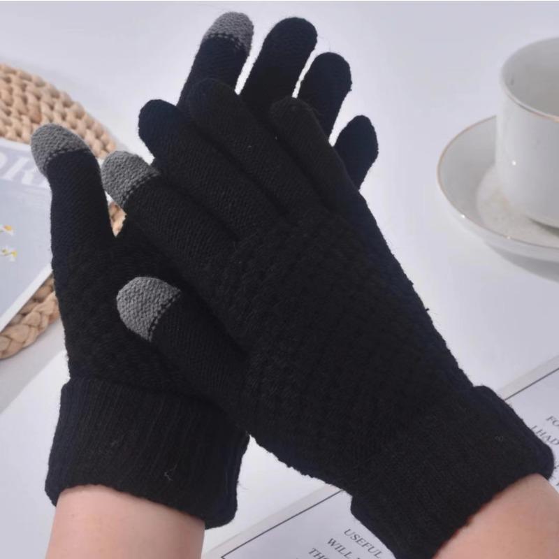 Knitted jacquard pineapple gloves design thickened warm finger men's and women's non-slip couple gloves