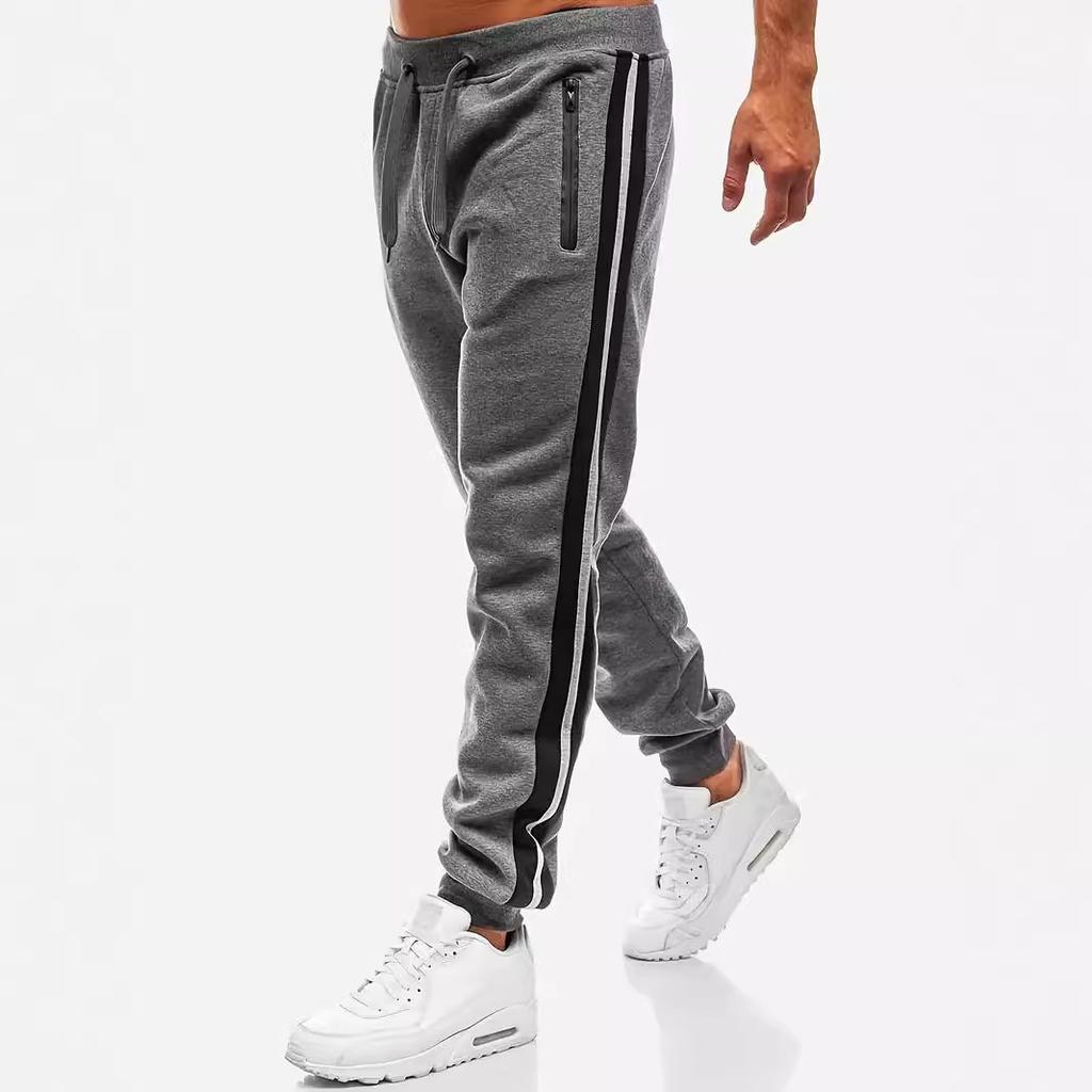 Men's Sports Trousers Zip Pockets Side-seamed Design Mid-rise Loose-fit Sports Trousers