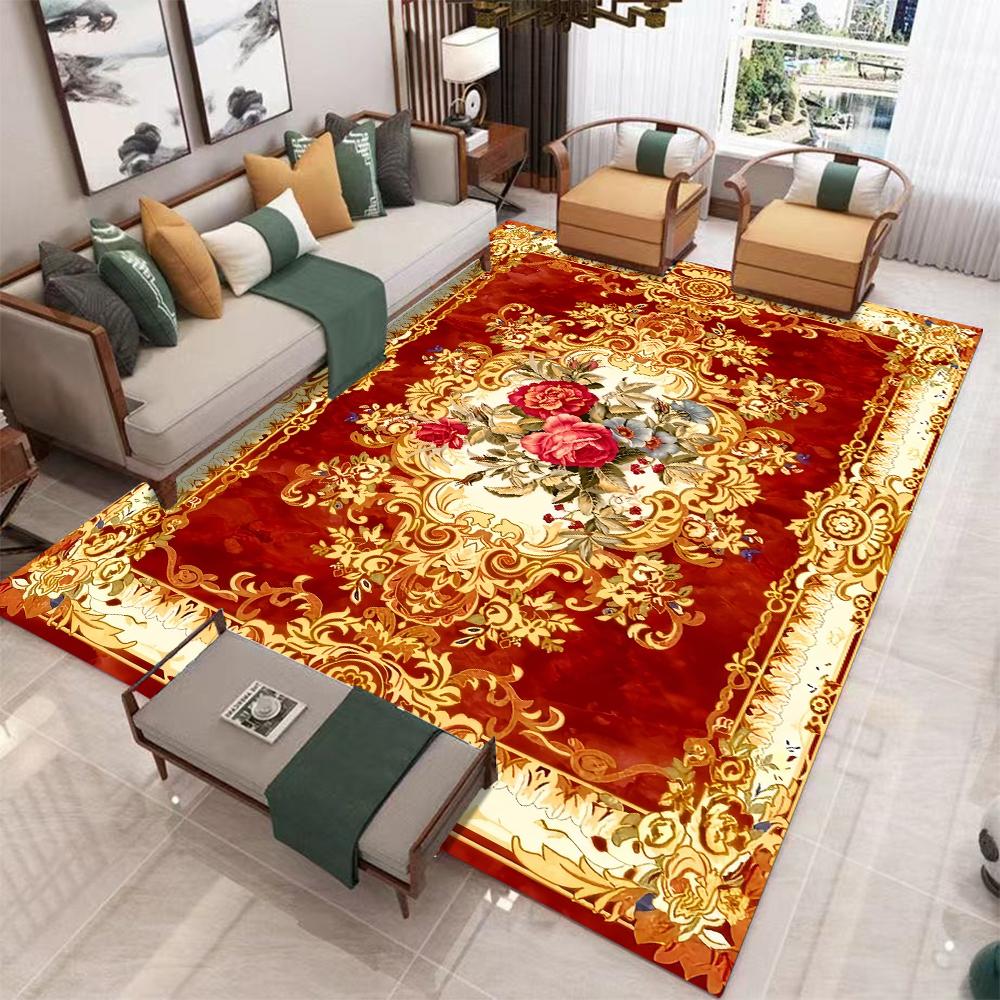 European Style Red Carpets for Living Room Large Size Washable Lounge Luxury Rugs Entrance Door Mat Anti Slip Bedroom Decor Mats