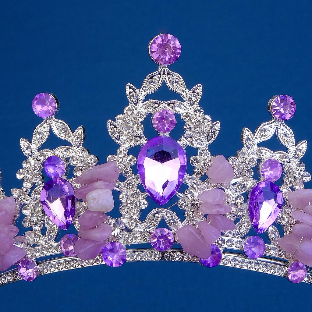 Bride Wedding Dress Hair Accessories Light Luxury Natural Gravel Crown 18th Coming of Age Ceremony Purple Rhinestone Crown