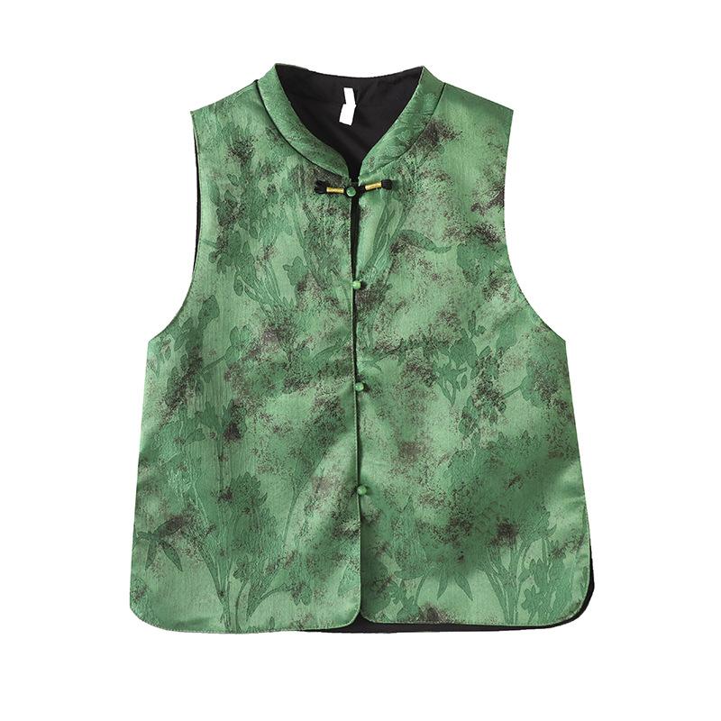 2025 Early Spring Vest Women's Early Spring Vest Retro Buckle Vest High-end Single-sided Wear Jacquard New Top