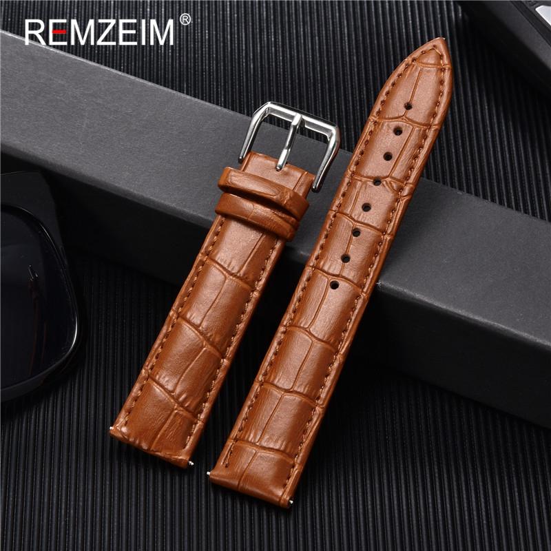 Calfskin Leather Watch Strap 16mm 18mm 20mm 22mm 24mm Watchband for Women Men Watch Accessories Solid Buckle Black Brown