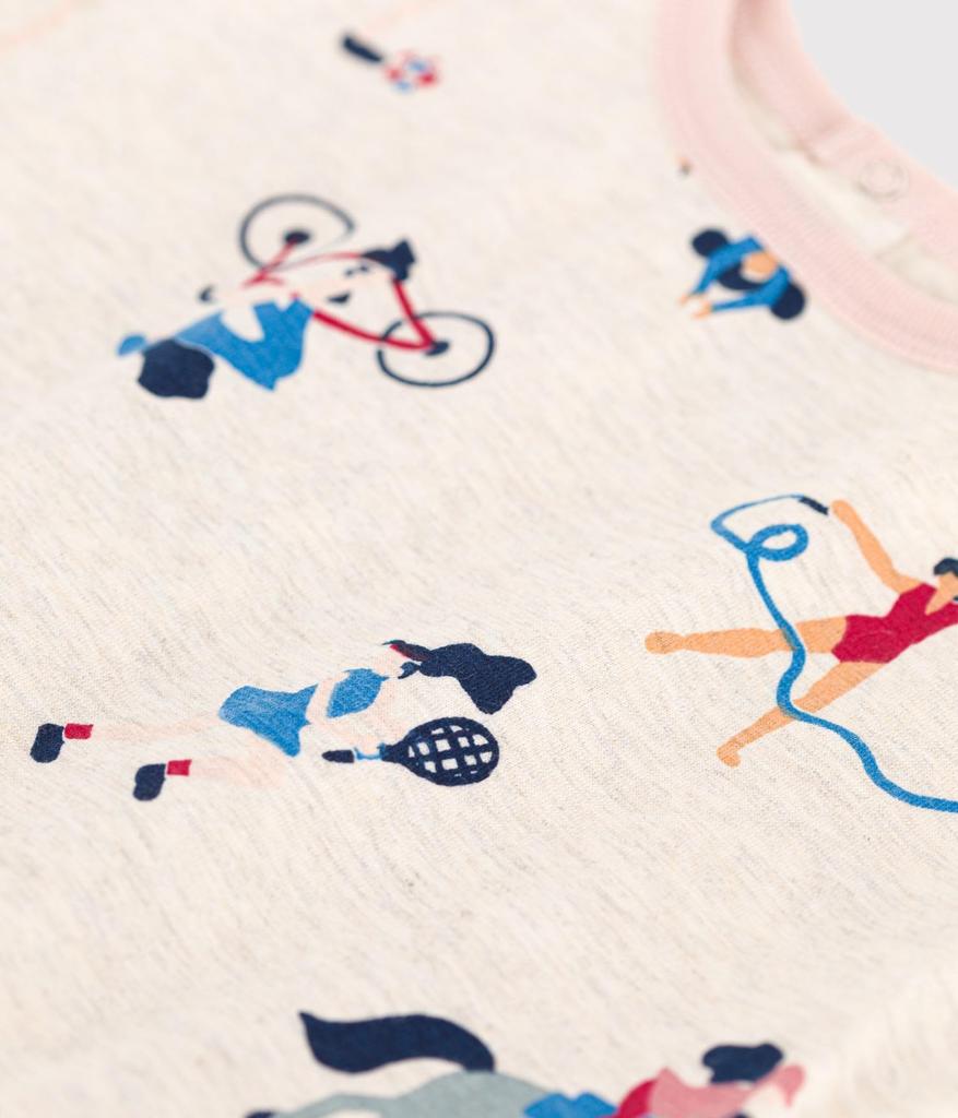 dress A0BVU 18 months 81cm [Petit Bateau] Short-sleeved Beige/Multicolor