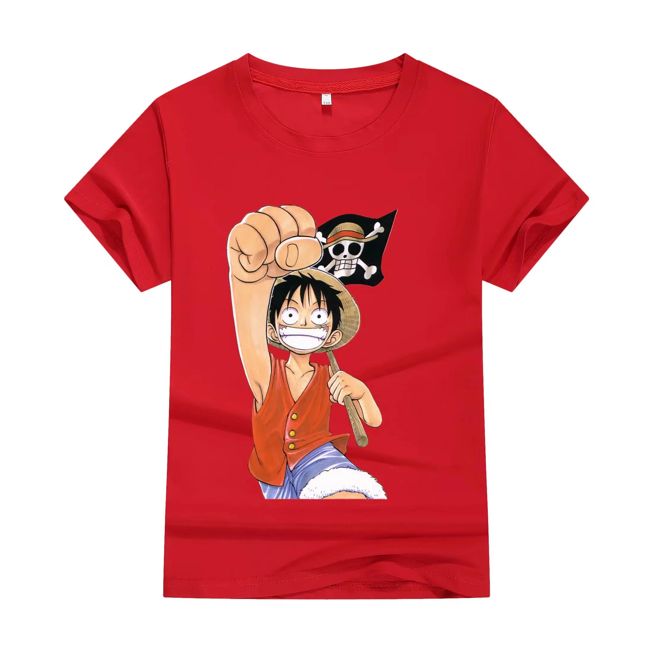 MinisoCamiseta De Algodón De Una Pieza Para Hombre Y Mujer Camisa De Anime Japonés De Luffy Ropa Deportiva Informal Verano 100