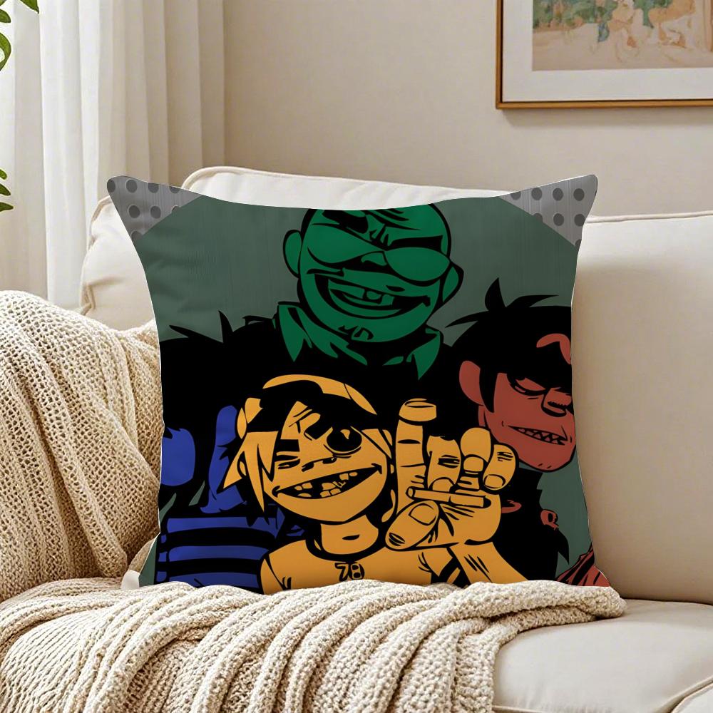 Feel Good Simple Fashion G-Gorillaz Music Cushion Cover Linen Pillowcase Soft For Sofa Bed Home Room Decor