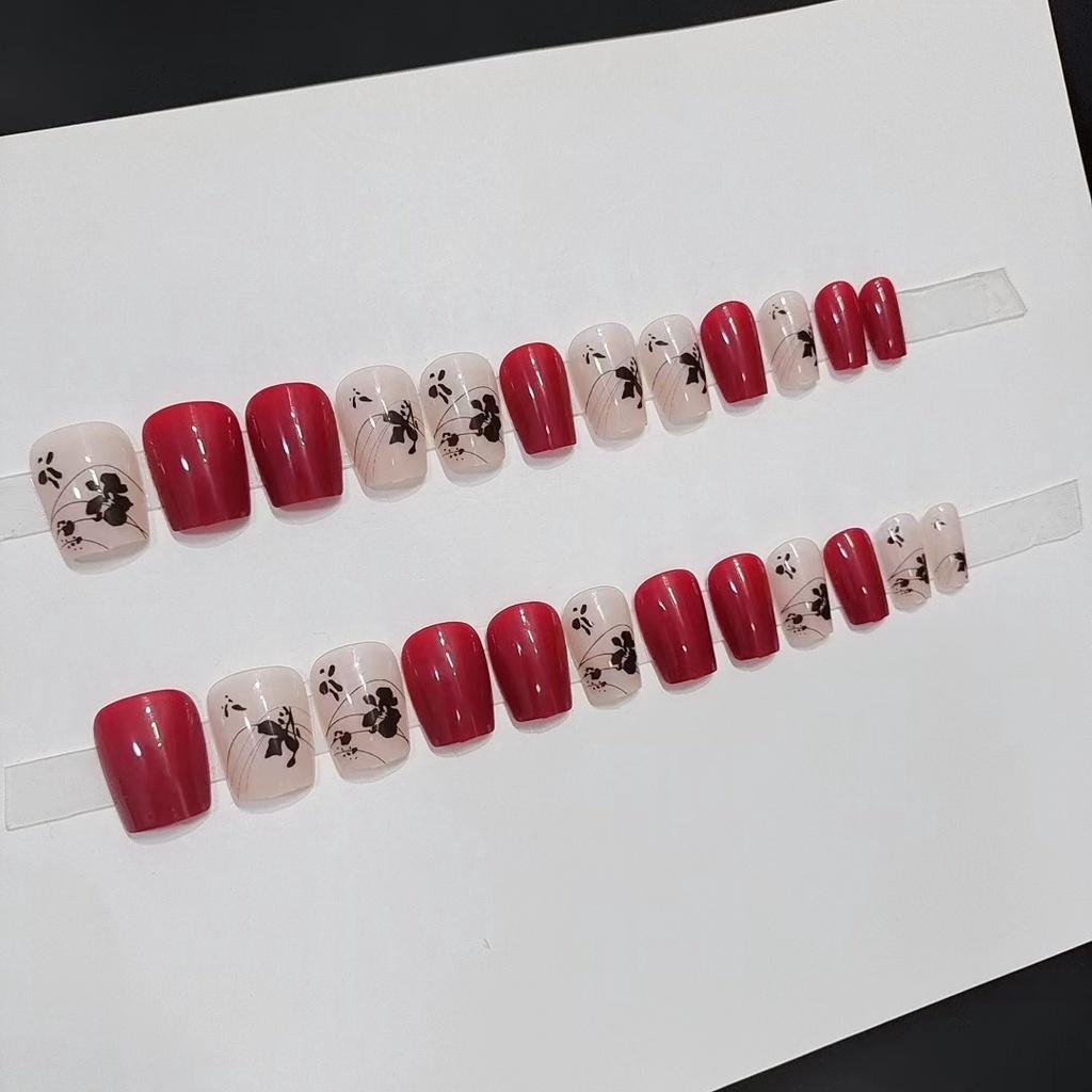 Chinese Style Ink Short Stairs Nail Stickers Factory Direct Sales
