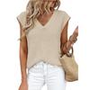 New Women's V-neck Casual Top - Short Sleeve Chunky Sweater