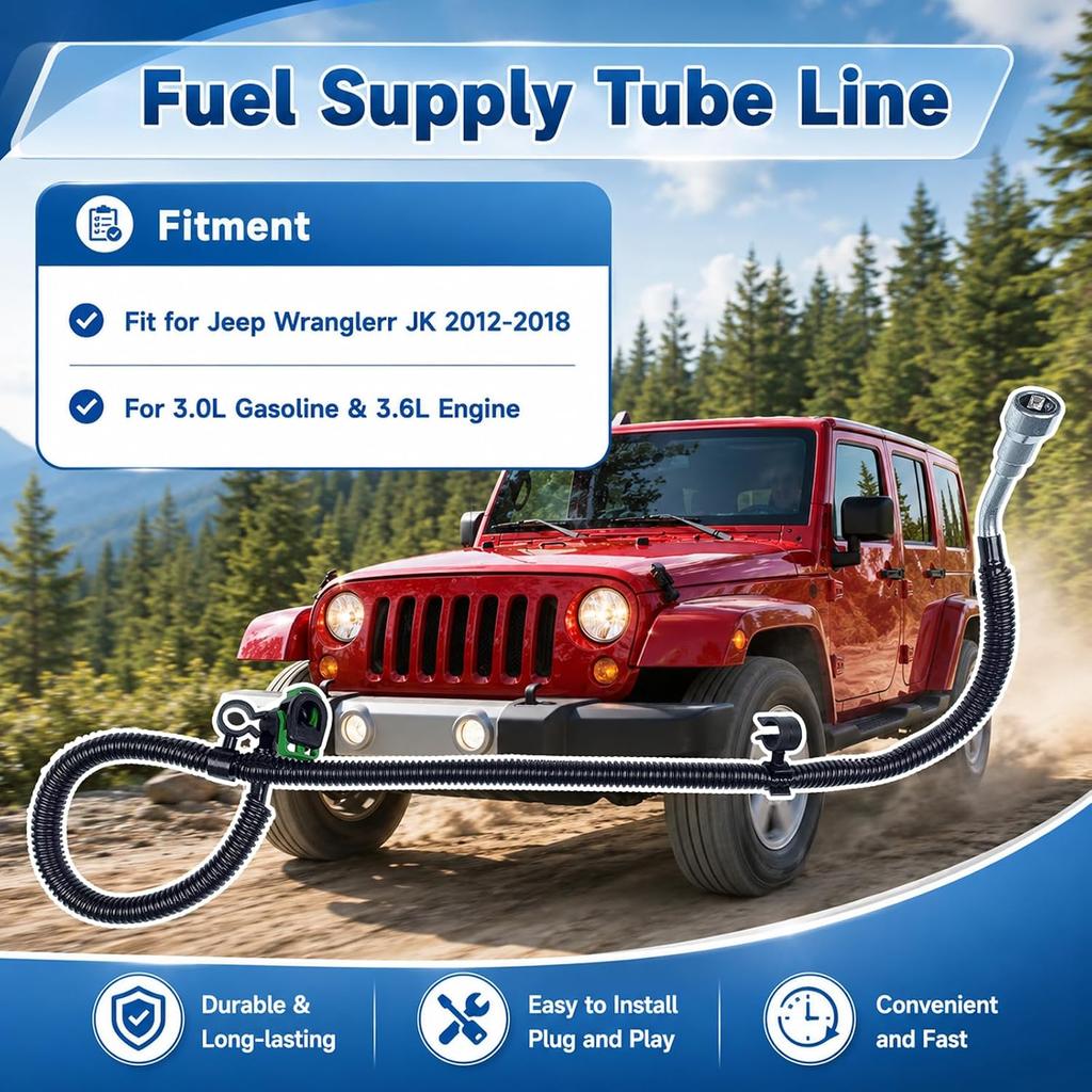 68141849AD Fuel Supply Tube Line Fit for Jeep Wrangler 2012-2018 3.6L | Fit for Jeep Wrangler 2012-2017 3.6L, For Wrangler JK 2018 3.6L, Fuel Line