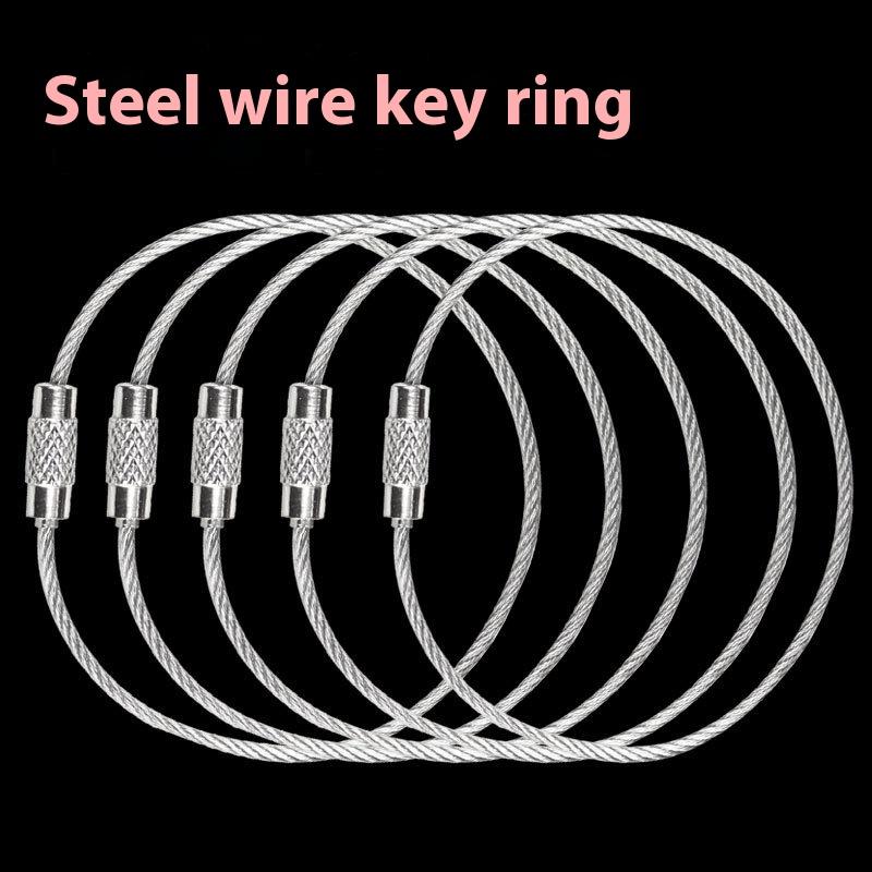 10/20/30pcs Multi Stainless Steel Keychain Kit Wire Rope Carabiner Camping Hiking Gadgets Outdoor Travel Backpack Carabiner Clip