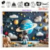 2D Flat Banner 1 Piece - Space Theme Polyester - Featuring Astronauts Planets and Stars
