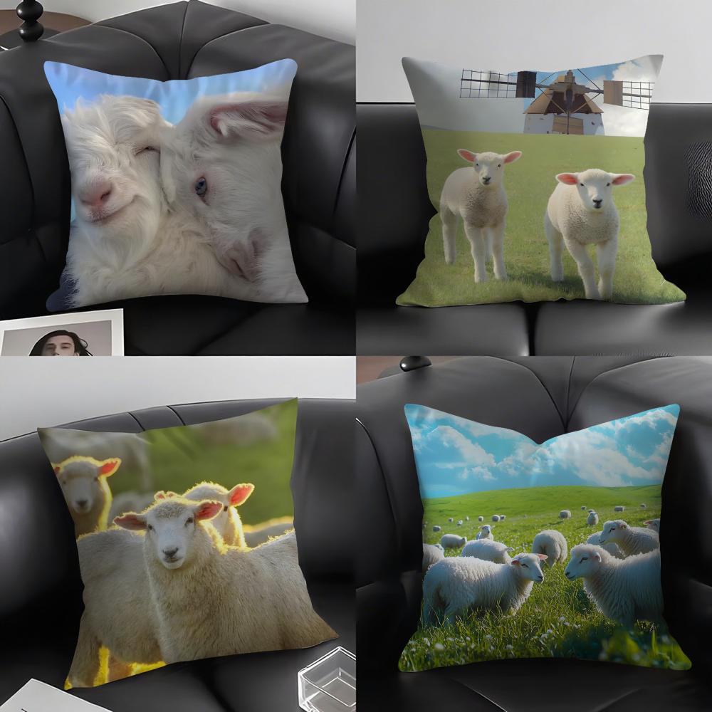 Sheep Cute Cushion Cover Pillowcase Ultra Soft Skin Friendly Fabric Cloud Like Comfort  Concealed Zipper