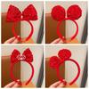 Sequin Children Headband Bowknot Red Bow Hairband Sweet New Year Headwear  Baby