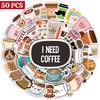 102550PCS Leisure Kawaii Vintage Tea Coffee Stickers DIY Skateboard Laptop Luggage Cup Bike Motorcycle Phone PVC Waterproof