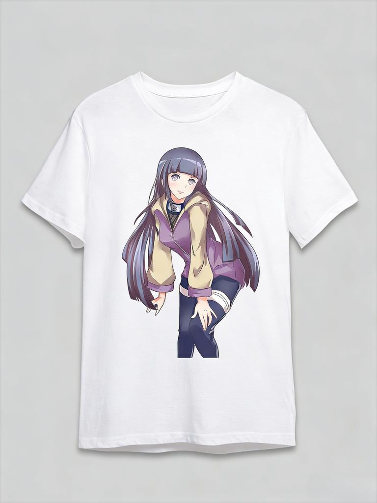 Naruto Hinata Hinata Gentle Style T-shirt Men's Anime Pattern Printed Short Sleeve Fashion High Quality Trendy Cotton Top